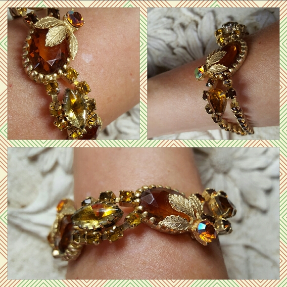 Vintage Rhinestone Bejeweled Deco Bracelet - Picture 10 of 11